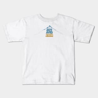 amateur but avid mountain climber themed fabric pattern graphic design by ironpalette Kids T-Shirt